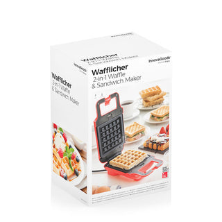 Vafle a sendvičový výrobce 2-in-1 s recepty Wafflicher