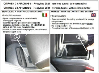 Armlehne für Citroen C3 Aircross Restyling 2021 - Tunnel mit Verschluss